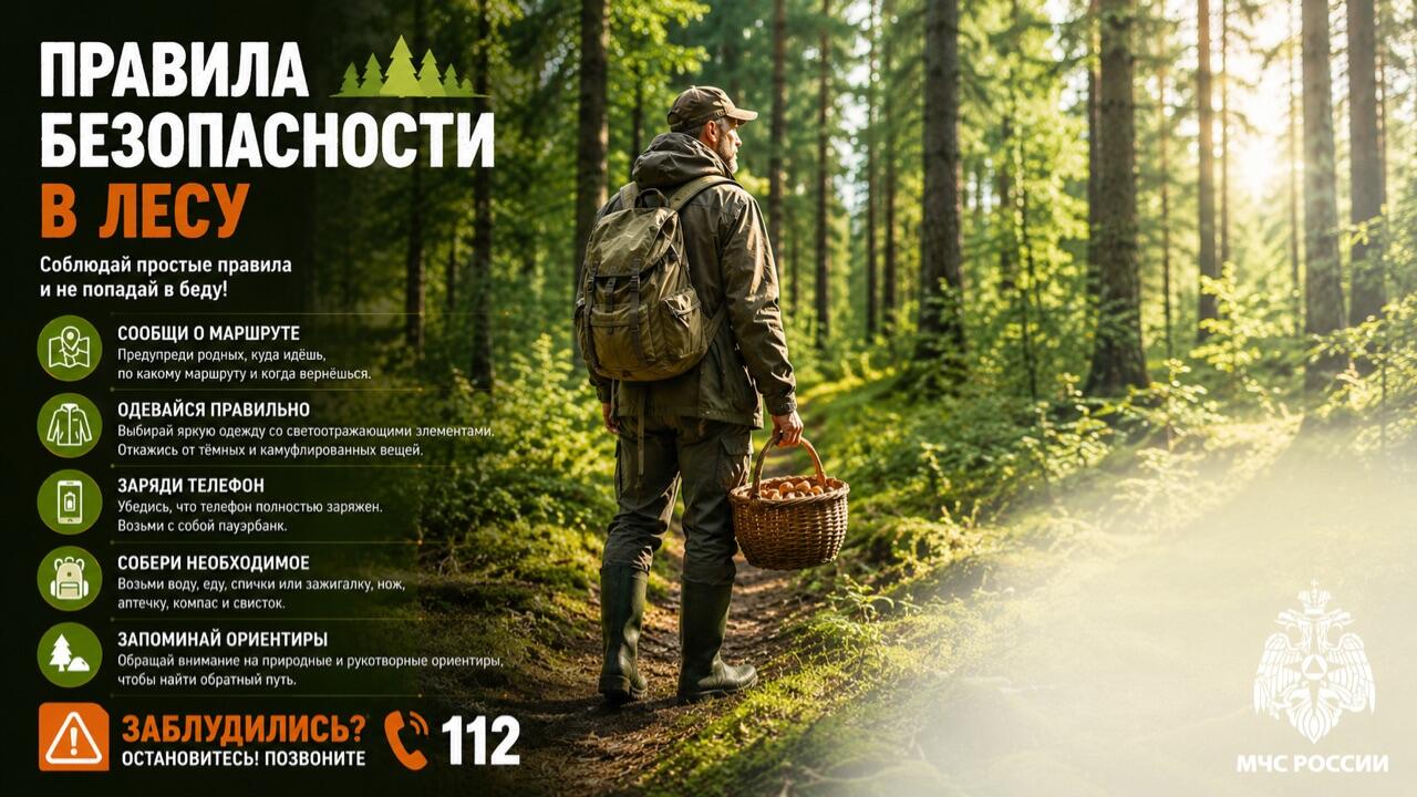 Главное управление МЧС России напоминает о необходимости соблюдать правила безопасности при посещении лесов